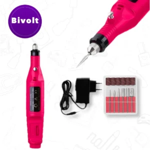 Lixadeira Caneta Rosa Motor Unha Elétrica Profissional