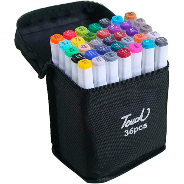 Caneta Marcador para Colorir Desenho Professional, Pontas Duplas