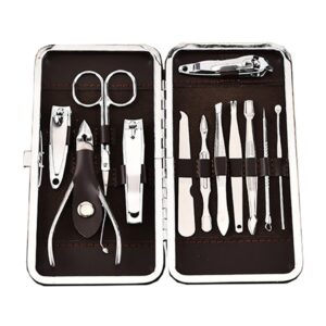 Kit Manicure Masculino Feminino Estojo 12 Peças Aço Inox